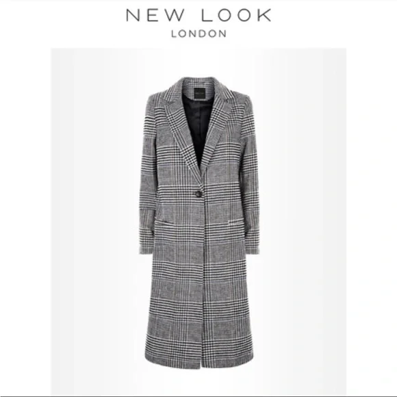 NWT New Look Women's Gray Plaid Coat - Picture 3 of 5